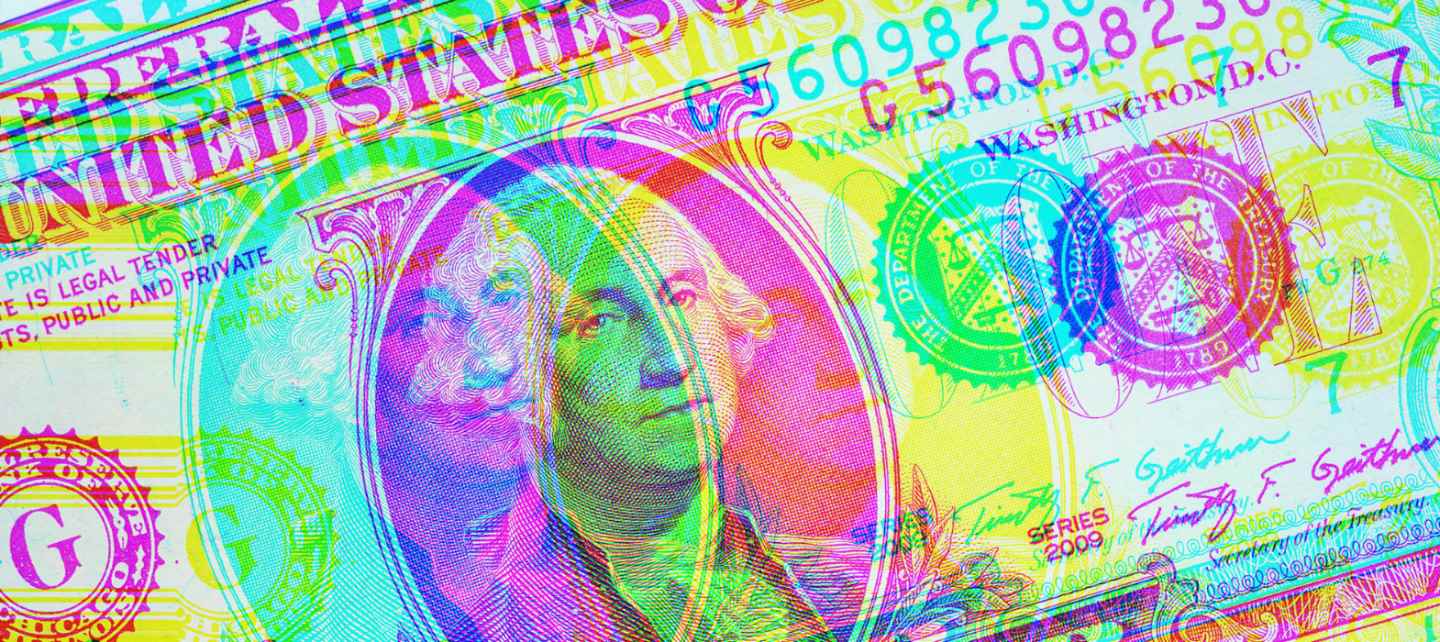 Colorful abstract of a US dollar bill.